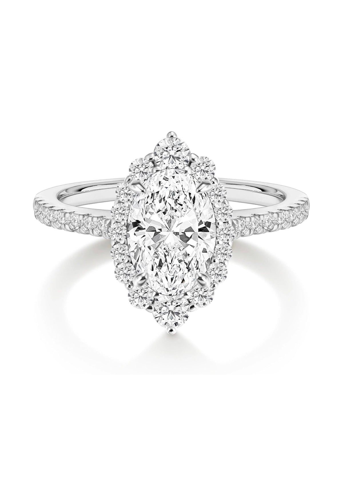 3CT Oval Cut CZ Engagement Rings for Women Halo Wedding Band( Usa Express Delivery)