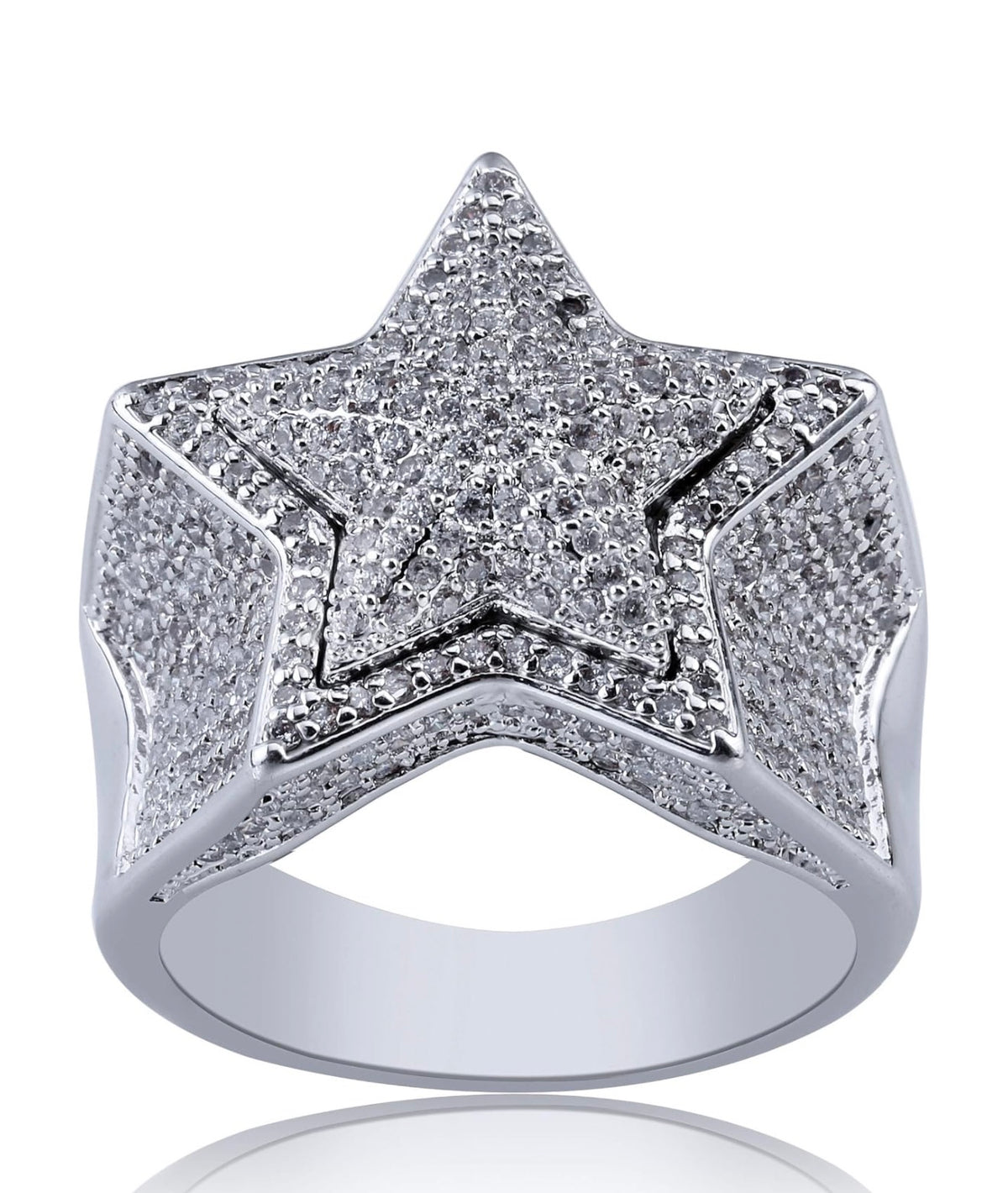 Golden Plated Star Ring Iced Out CZ Simulated Diamond Punky Rappers Ring for Men
( Usa Express Delivery)
