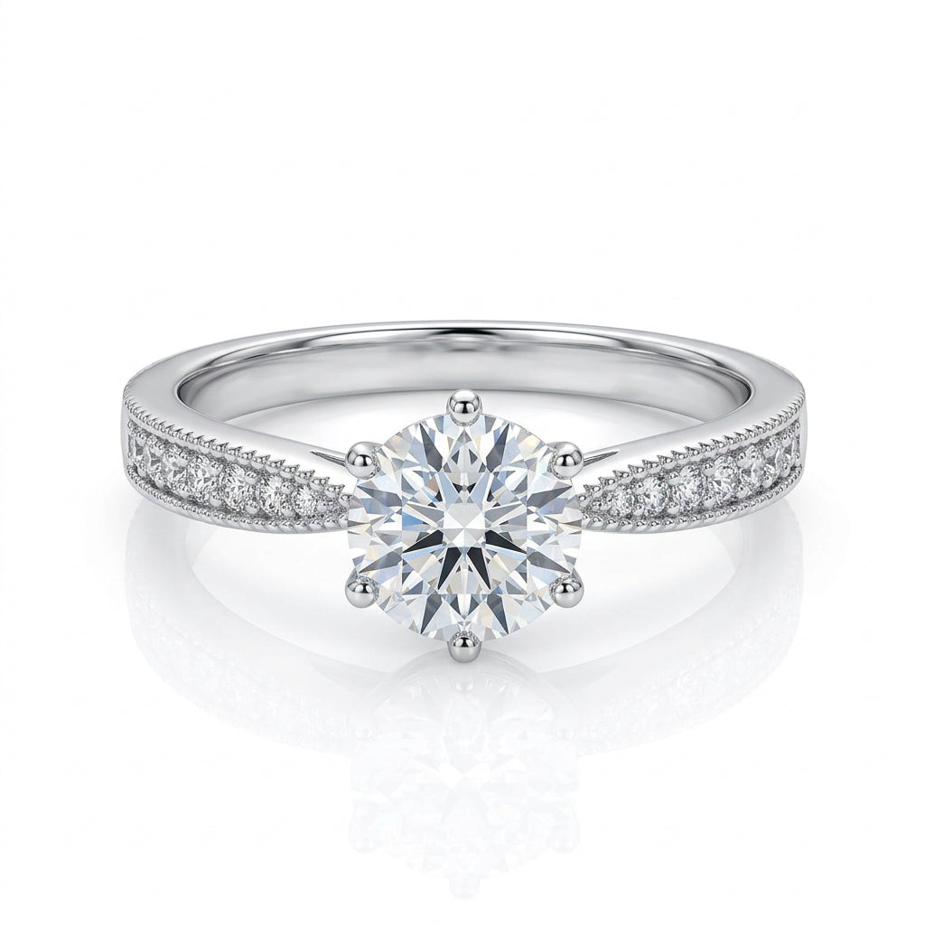 Silver 4-Prong Pave Cubic Zirconia Promise Adjustable Solitaire ( Usa Express Delivery)