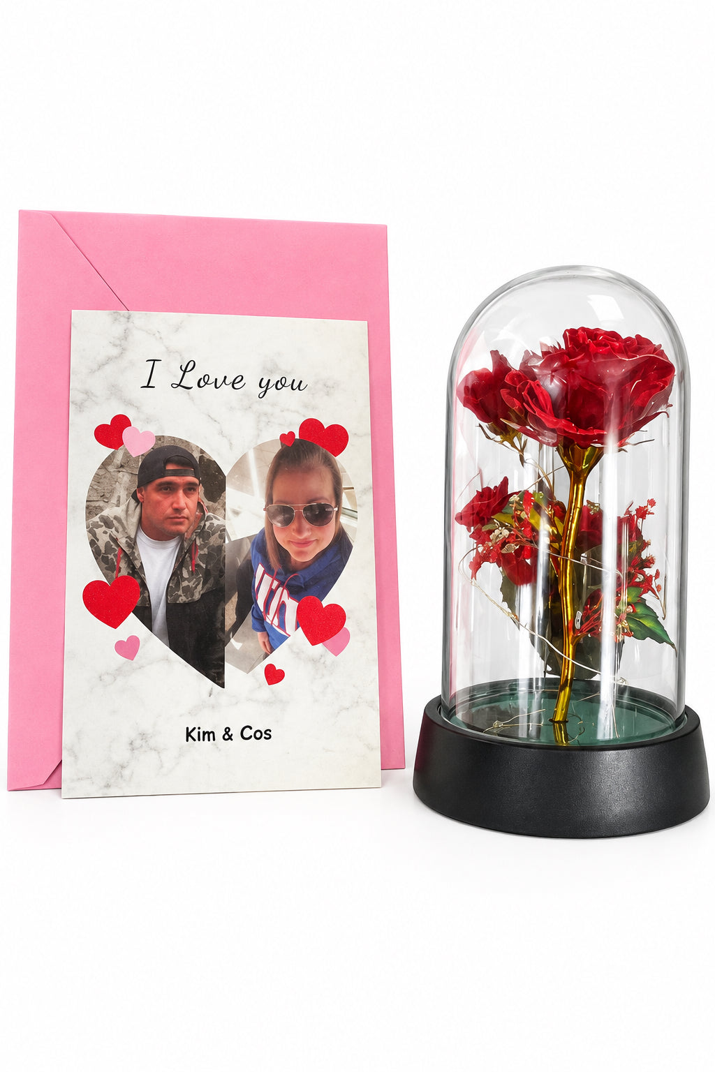 Eternal Light glass Flower Rose Gift with love card( Usa Express Delivery)
