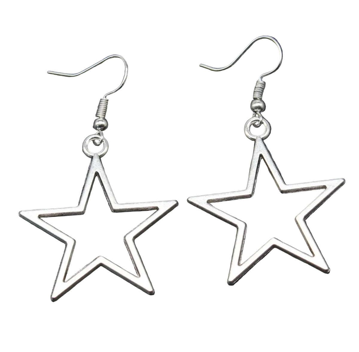 Women's Fashion Jewelry Silver Star Shaped Dangle Drop Earrings (Standard Delivery)
