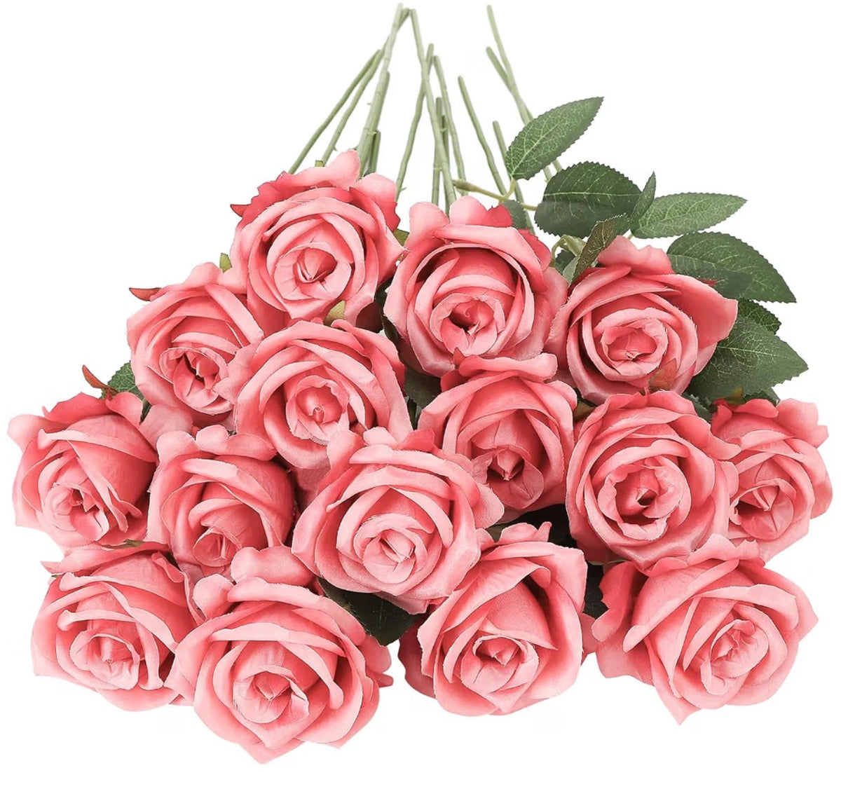 Artificial Roses Long Stem Silk Flower Watermelon Red Fake Rose (USA Express Delivery)