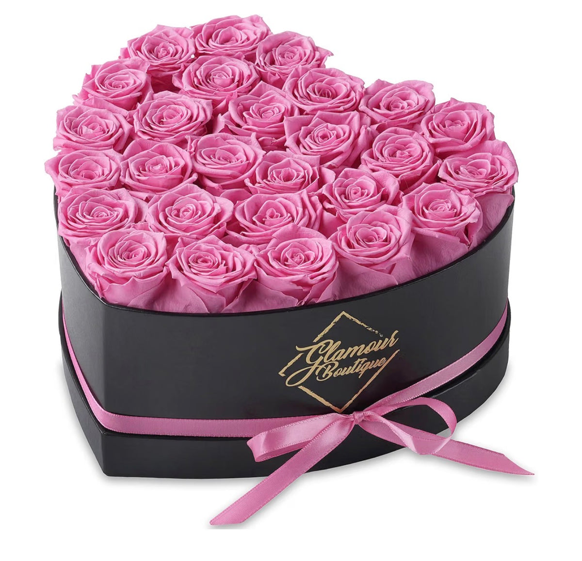 Preserved Flowers, 27 Forever Pink Roses in Heart Gift Box( Usa Express Delivery)
