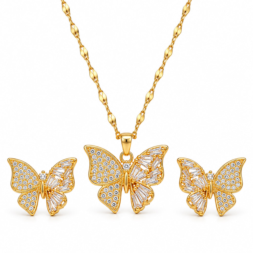 Plated Butterfly Necklace and Earrings Set for Women (USA Express Delivery)