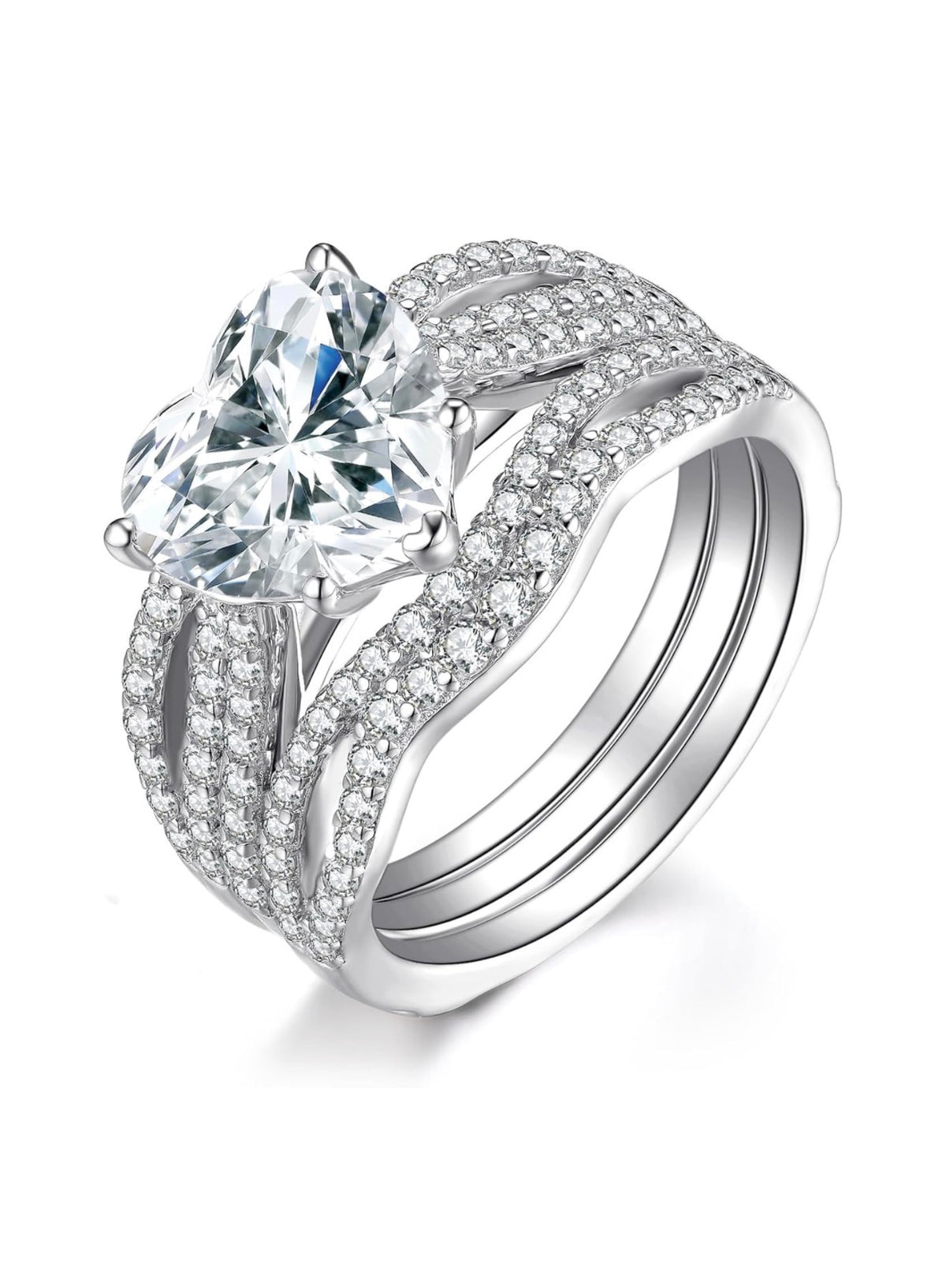 Love Heart 3ct Cubic Zirconia Solitaire Engagement Rings for Women ( Usa Express Delivery)