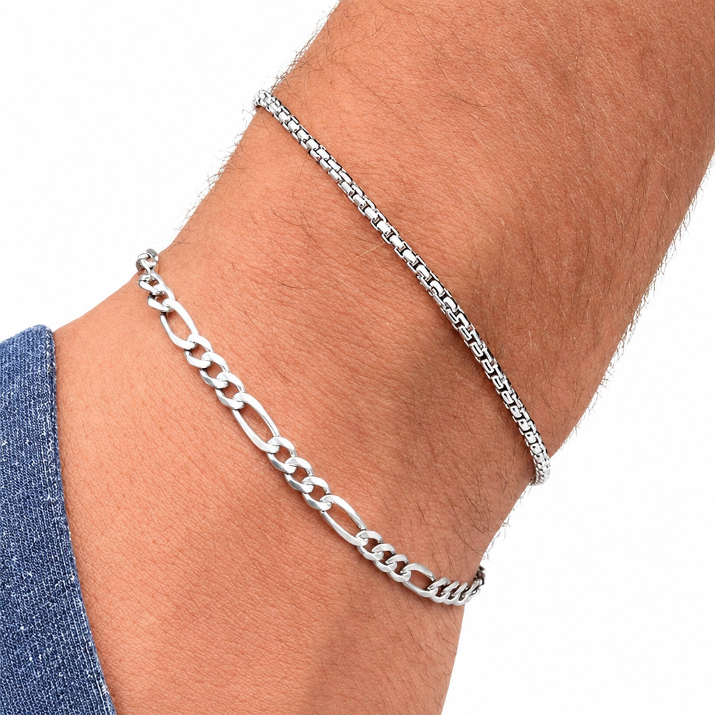 Silver Layered Chain Bracelets for Men ( Usa Express )