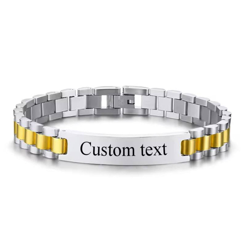 Customized Text Men Stainless Steel Bracelet ( Standard Delivery )