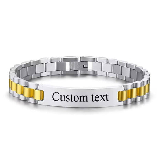 Customized Text Men Stainless Steel Bracelet ( Standard Delivery )