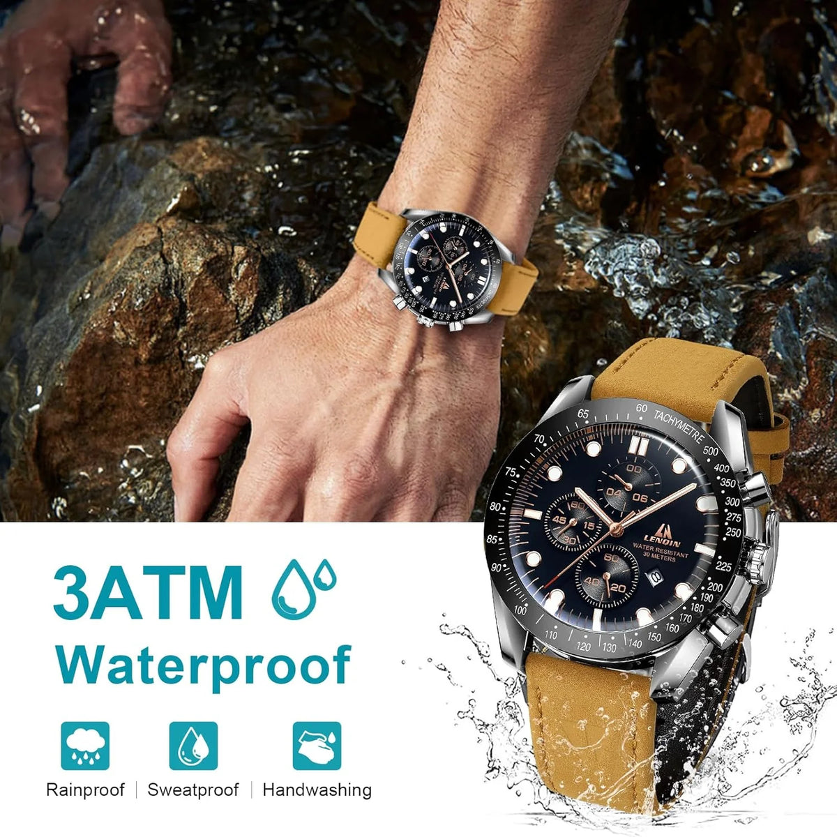 Mens Leather Watch ( Usa Express )