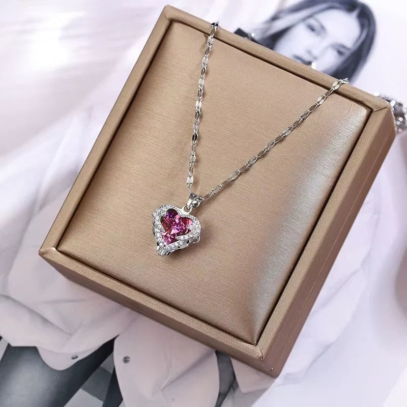 Crystal Ocean Heart Necklace for Women ( Standard Delivery )