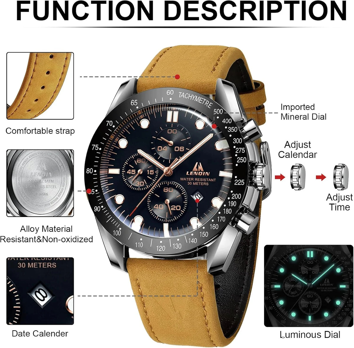 Mens Leather Watch ( Usa Express )