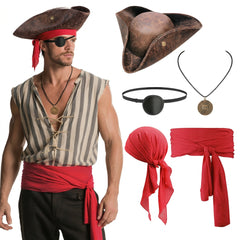5PCS Pirate Costume Accessories Set for Men, Halloween Pirate Accessories (Standard Delivery)