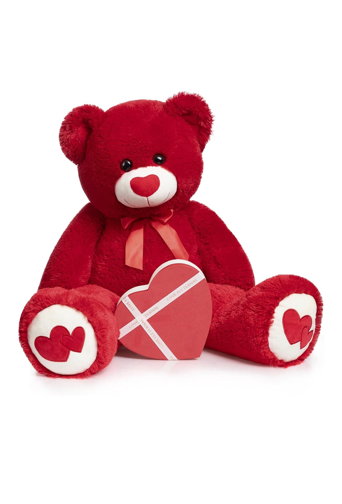 Big Teddy Bear Stuffed Animal Large Bear Plush with Red Heart for Girlfriend and Kids 36 inch Red (USA Express Delivery)