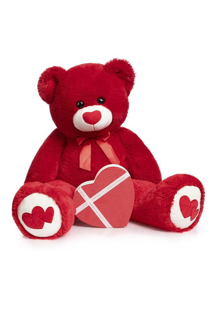 Big Teddy Bear Stuffed Animal Large Bear Plush with Red Heart for Girlfriend and Kids 36 inch Red (USA Express Delivery)