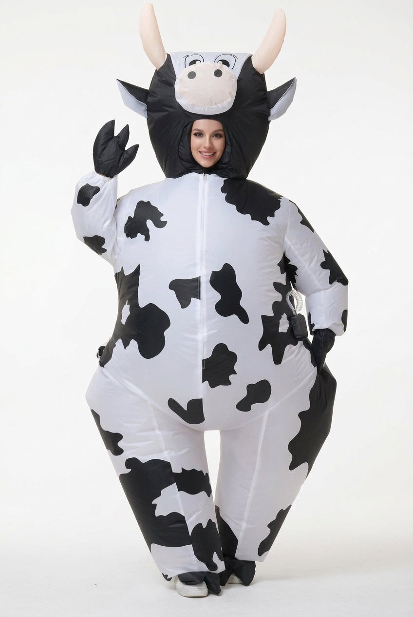 Inflatable Cow Costume Adult Cow Blow Up Suit Halloween (USA Express Delivery)