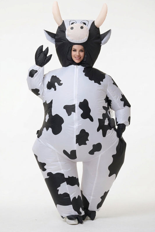 Inflatable Cow Costume Adult Cow Blow Up Suit Halloween (USA Express Delivery)