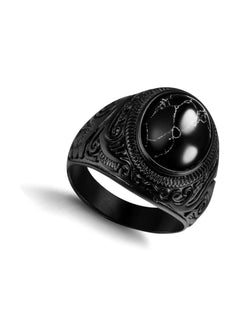 Retro Tiger Eye Stone Men Rings Black Onyx Rings Stainless Steel Ring Oval Ring for Men ( Usa Express Delivery)