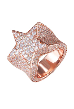 Golden Plated Star Ring Iced Out CZ Simulated Diamond Punky Rappers Ring for Men
( Usa Express Delivery)
