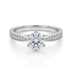 Silver 4-Prong Pave Cubic Zirconia Promise Adjustable Solitaire  ( Usa Express Delivery)
