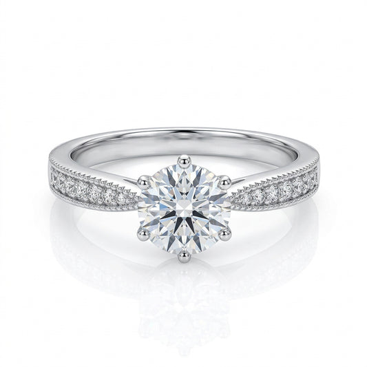 Silver 4-Prong Pave Cubic Zirconia Promise Adjustable Solitaire  ( Usa Express Delivery)