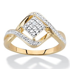 Diamond Accent  Gold-Plated Cluster Bypass Ring( Usa Express Delivery)