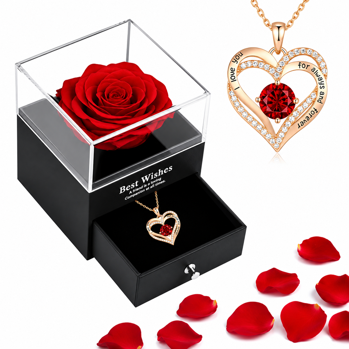 Necklaces with Rose Flower Gift Box for Women ( Standard Delivery)