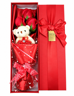 Eternal Roses Gift Box, Artificial Flowers,mini teddy Bouquet (USA Express Delivery)