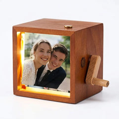 Customized Photo Wooden Rotating Memory Box with Light Pointed Toe Shallow High Heel Shoe ( Standard Delivery )