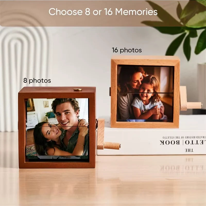 Customized Photo Wooden Rotating Memory Box with Light Pointed Toe Shallow High Heel Shoe ( Standard Delivery )