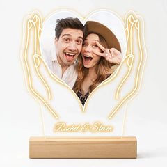 Custom Heart-in-Hands Photo Lamp (Standard Delivery)