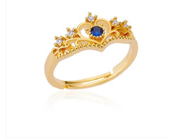 Blue Zircon Crown Adjustable Rings for Women ( Standard Delivery )