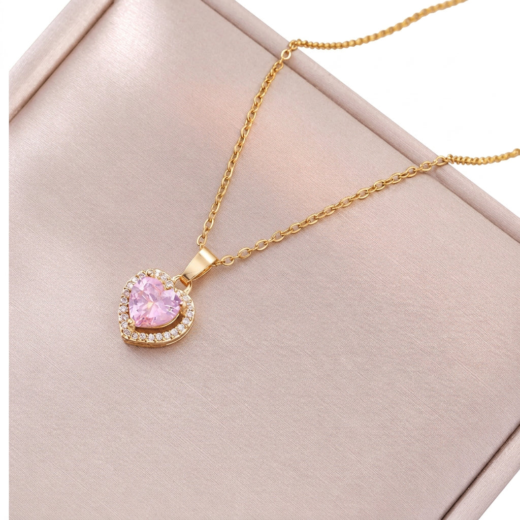 Pink Heart-Shaped Necklace for Women ( Standard Delivery )