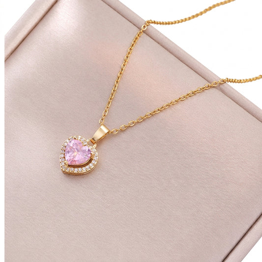Pink Heart-Shaped Necklace for Women ( Standard Delivery )