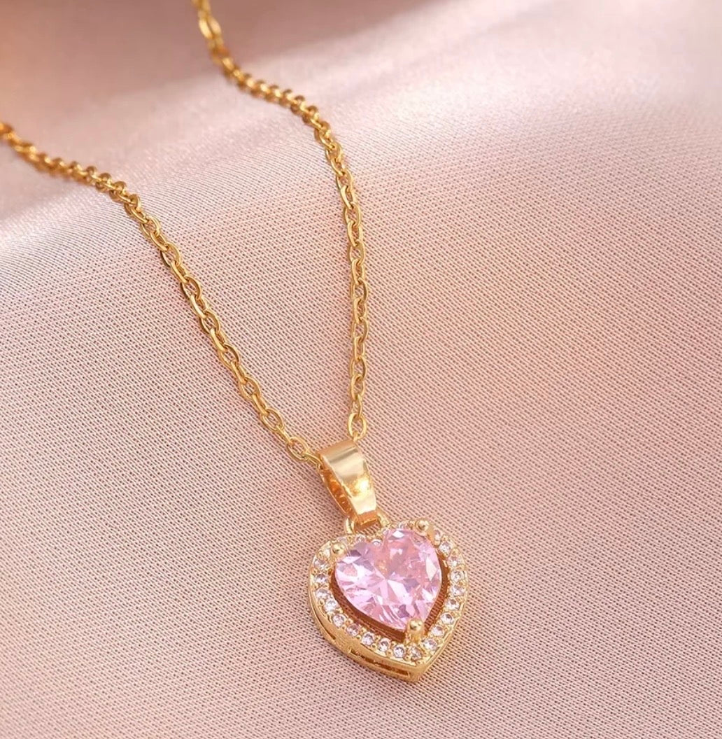 Pink Heart-Shaped Necklace for Women ( Standard Delivery )