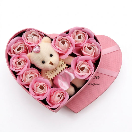 Rose Soap Flower Heart-Shaped Gift Box, Gift For Valentine's Day, Mother's Day, Birthday (Standard Delivery)