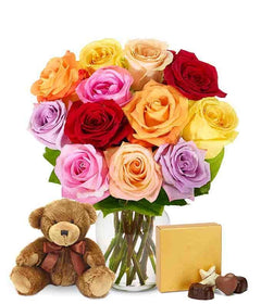 Fresh cut flower,chocolate,teddy bear (USA Express Delivery)