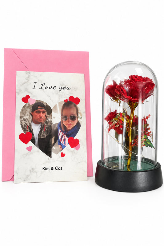 Eternal Light glass Flower Rose Gift with love card( Usa Express Delivery)