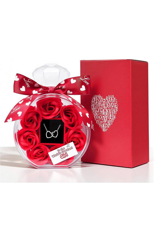 Rose with Necklace and Free Jewelry Box (USA Express Delivery)