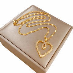 Women's Fashion Jewelry Gold Cubic Zircon Heart Necklace ( Standard Delivery )