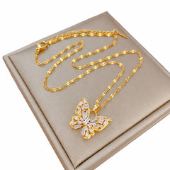 Women's Fashion Jewelry Cubic Zircon Gold Butterfly Pendant Necklace ( Standard Delivery )