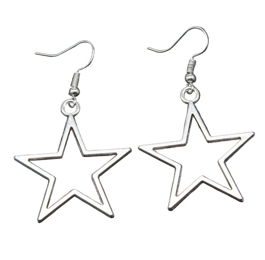 Women's Fashion Jewelry Silver Star Shaped Dangle Drop Earrings (Standard Delivery)