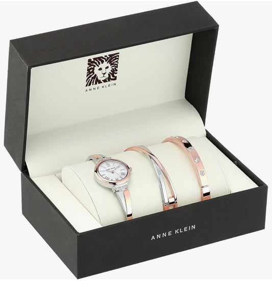 Women's Premium Crystal Accented Bangle Watch Set (USA Express Delivery)