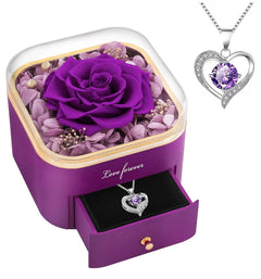Preserved Real Rose with Red Necklace Eternal Roses Forever Flowers for Delivery (USA Express Delivery)