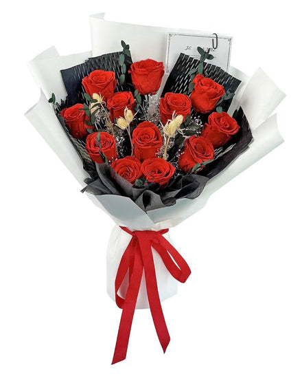 Preserved Flower for Delivery Forever Roses Bouquet(Red,12 Roses)( Usa Express Delivery)