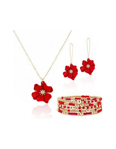 Daisy Flower Jewelry 3D Matte Earrings Necklace Bracelets Women (USA Express Delivery)