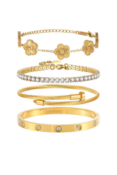 Bangle Bracelet Set for Women Stackable Lucky Floral Adjustable Tennis Bracelet Non Tarnish Gift Jewelry (USA Express Delivery)