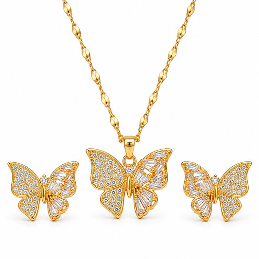 Plated Butterfly Necklace and Earrings Set for Women (USA Express Delivery)