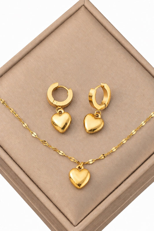 4pcs Stainless Steel Jewelry Set Includes Necklace, Earrings (Standard Delivery)