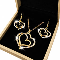 3pcs Cubic Zirconia Heart Shaped Jewelry Set, Elegant Necklace, Fashion Accessories For Women (Standard Delivery)