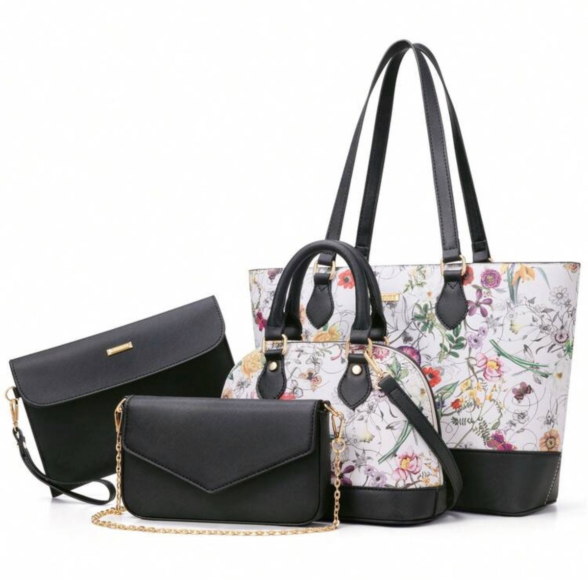 4PCS Women Fashion Handbags Purses Wallet Tote Shoulder Bags Casual Crossbody Bags, Best Valentine's Day Gift For Ladies Girls, Satchel Purse Set 4pcs (Standard Delivery)